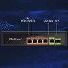 Ethernet PoE Switch QOLTEC 52296 — 4x RJ45 PoE ports, 1x RJ45 uplink