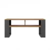 Coffee table top e shop Modern 90×58×50 cm, anthracite frame, Artisan oak shelves, matte