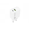 Indoor AC Fast Charging Charger NATEC RIBERA 12V 20W USB-C PD 3.0 + USB-A Samsung AFC White