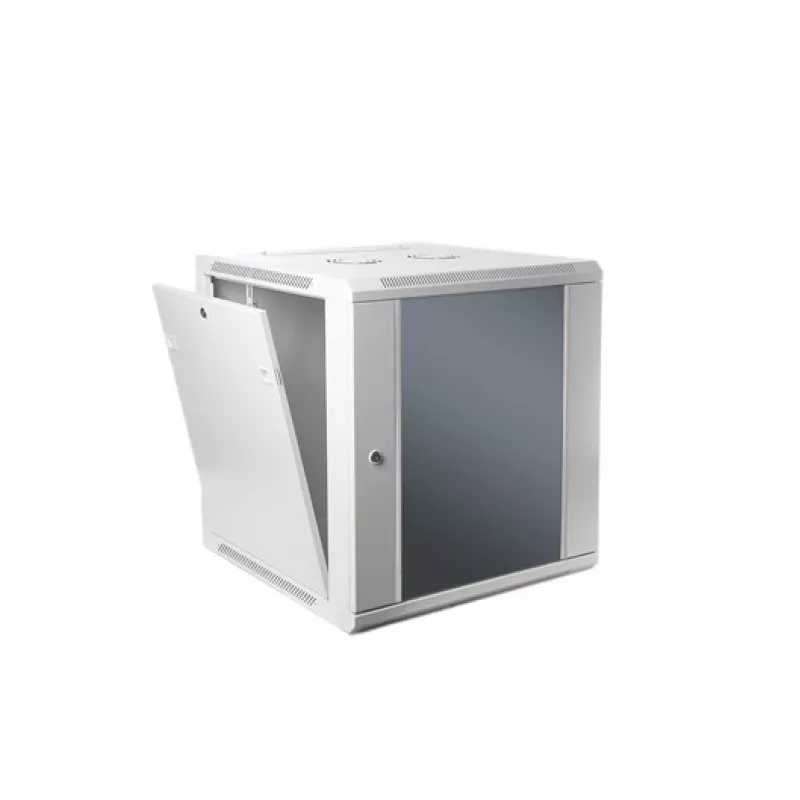 Network wall cabinet SOMI Networks 22U 19 inch with 45 cm depth, front glass door, gray
