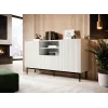 PAFOS chest of drawers on a black steel frame 150x40x90 cm white matt