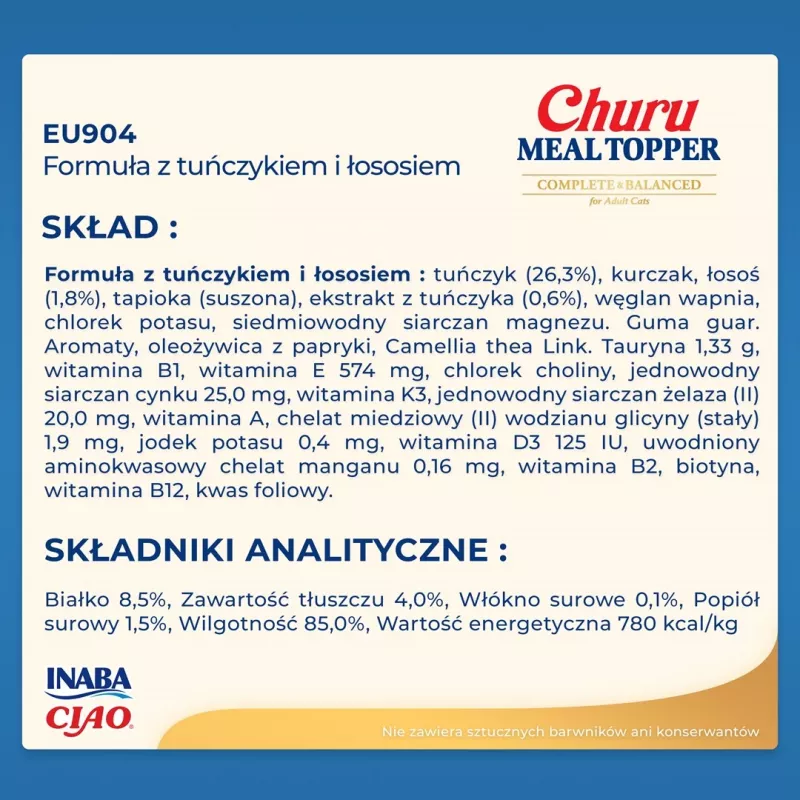 Cat food topper INABA Churu Meal Topper Tuna with Salmon, 4 x 14 g sachets