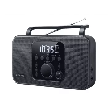 Portable radio muse M-091 R — FM/AM, LCD display, AC or AA/D battery power, rotary volume, 1.1 kg, black