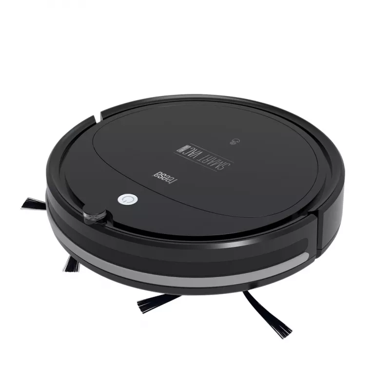 Robot vacuum cleaner TEESA Smart VAC 2 — round, black, 1000 Pa suction, 9.6V/2000mAh Li battery, 0.2 L dust box, Wi‑Fi, automatic return