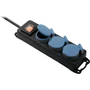 Power Extension as-Schwabe 38603 1.5m 3 AC Outlets Indoor/Outdoor Black Blue