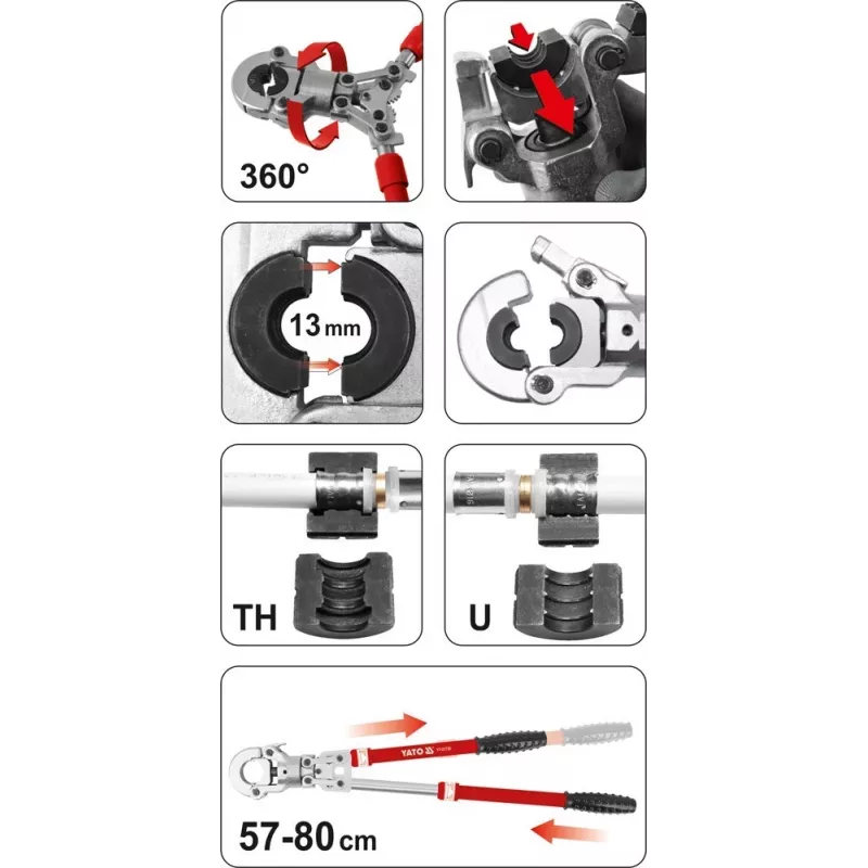 Yato PEX-AL-PEX Crimping Manual Crimping Tool With 8 Bones Set