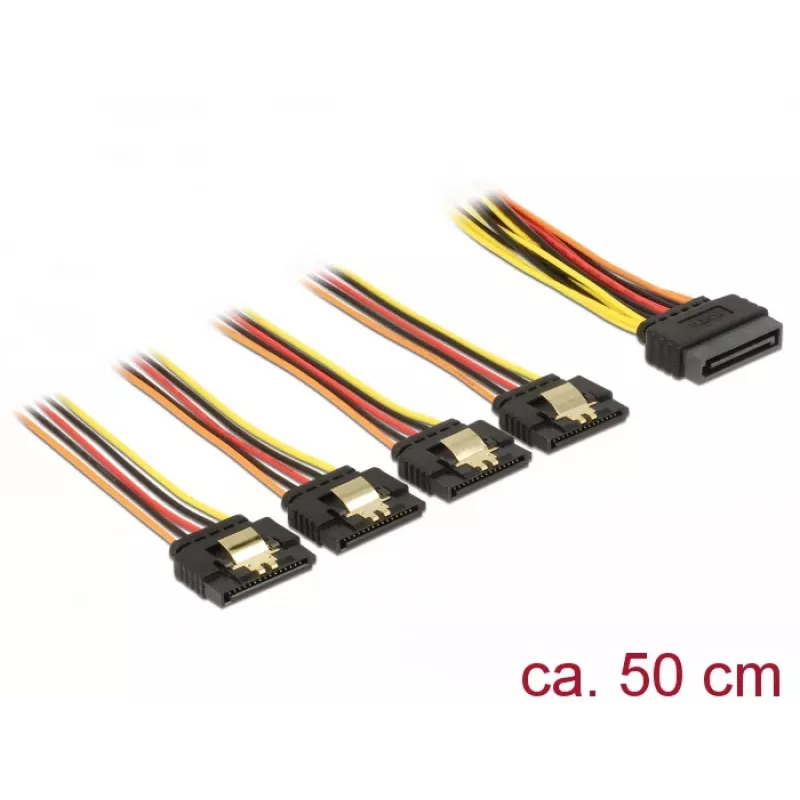 SATA Cable DeLOCK 60158 0.5m SATA 15-pin 4 x SATA 15-pin Multicolour