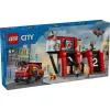 Construction Toy LEGO City Fire Station with Turntable Ladder Vehicle 60414 — 843 pieces, 5 minifigures, 220×320×140 mm