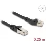 Network Cable DeLOCK RJ45 Cat.8.1 45° Left Angled 0.25m Black