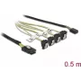 Mini SAS SFF-8087 to 4x SATA 7 Pin Angled Cable 0.5m DeLOCK 85683