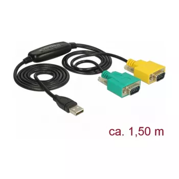 Serial Cable DeLOCK 63466 USB Type-A DB-9 1.5m Black Green Yellow