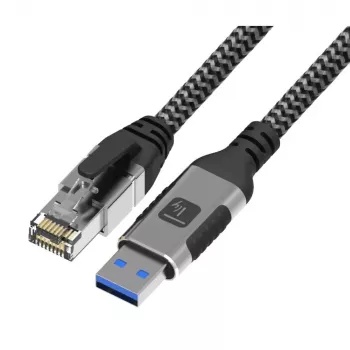 Techly ICOC U3A-RJ45-010 networking cable Black, Silver 1 m Cat6 F/UTP (FTP)