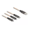 DeLOCK USB Cable 1.2m USB 2.0 USB A USB C/Micro-USB B/Lightning Transparent