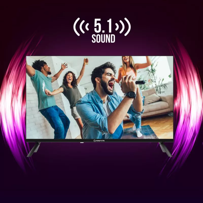 Manta 32LHA123E 32 inch HD LED TV with Android TV, DVB-T2/C/S2, 3x HDMI, 2x USB, CI+