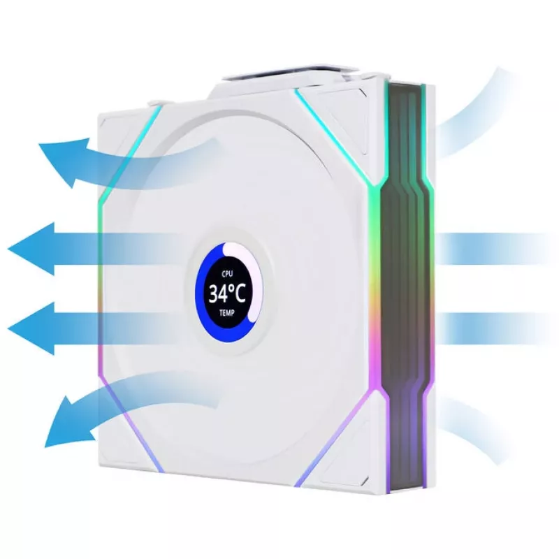 120mm ARGB PWM Wireless LCD Case Fan Lian Li UNI FAN TL with LCD display