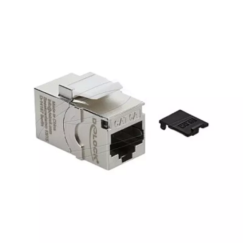 Patch panel keystone module DELOCK RJ45 Cat.6A with screw protection cap, blue
