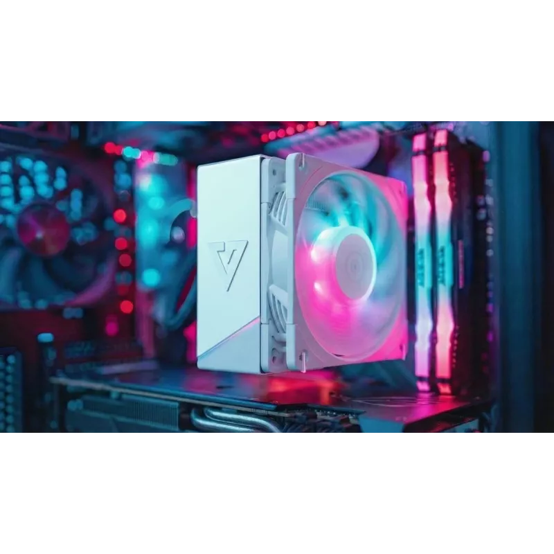 CPU air cooler MODECOM Volcano 0C T721 ARGB 120 white, single-tower, 120 mm fan