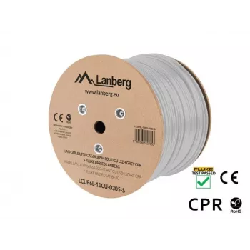 Network cable LANBERG LCUF6L-11CU-0305-S U/FTP Cat6a on reel, 305 m, 23 AWG, 500 MHz, grey