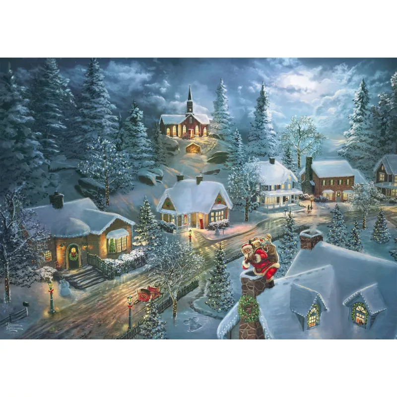 Jigsaw Puzzle schmidt spiele Thomas Kinkade Studios “Santa's Silent Night” 1000 pieces