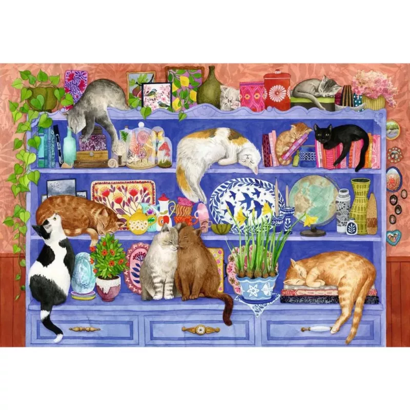 Jigsaw puzzle Ravensburger Feel Well & Puzzle Cats on the Shelf — 200 pieces