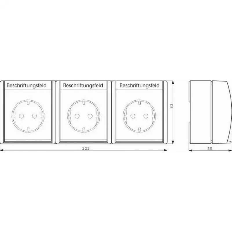Socket outlet CEE 7/3 Busch‑Jäger 2084-0-0712, 2P+E, 16 A, 250 V, IP44, white, 222×83×55 mm
