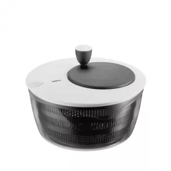 Salad spinner GEFU Rotare crank handle, capacity 3 L, plastic housing, black/white, dishwasher safe