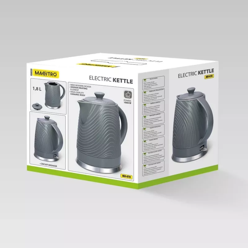 Electric kettle Maestro MR-078, 1.8 L capacity, grey