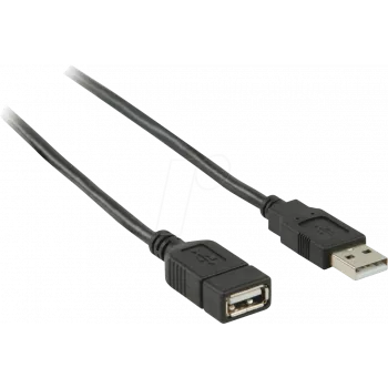 Nedis USB Cable | USB 2.0 | USB-A Plug | USB-A Socket - 480 Mbps | nickel-plated | 2.00 m | Round | PVC | Black | Box