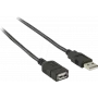 Nedis USB Cable | USB 2.0 | USB-A Plug | USB-A Socket - 480 Mbps | nickel-plated | 2.00 m | Round | PVC | Black | Box