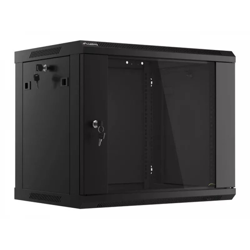 Lanberg WF01-6409-10B 9U Wall-Mounted Rack Cabinet 600x450mm Black with Glass Door