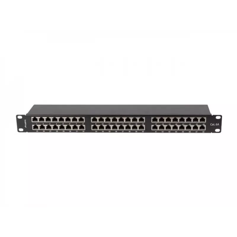 PATCH PANEL 48 PORT 1U 19 CAT6A FTP SHIELDED BLACK LANBERG