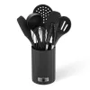 Kitchen utensil set Maestro MR-1542 — 8-piece silicone countertop tools, black, hangable with storage rack
