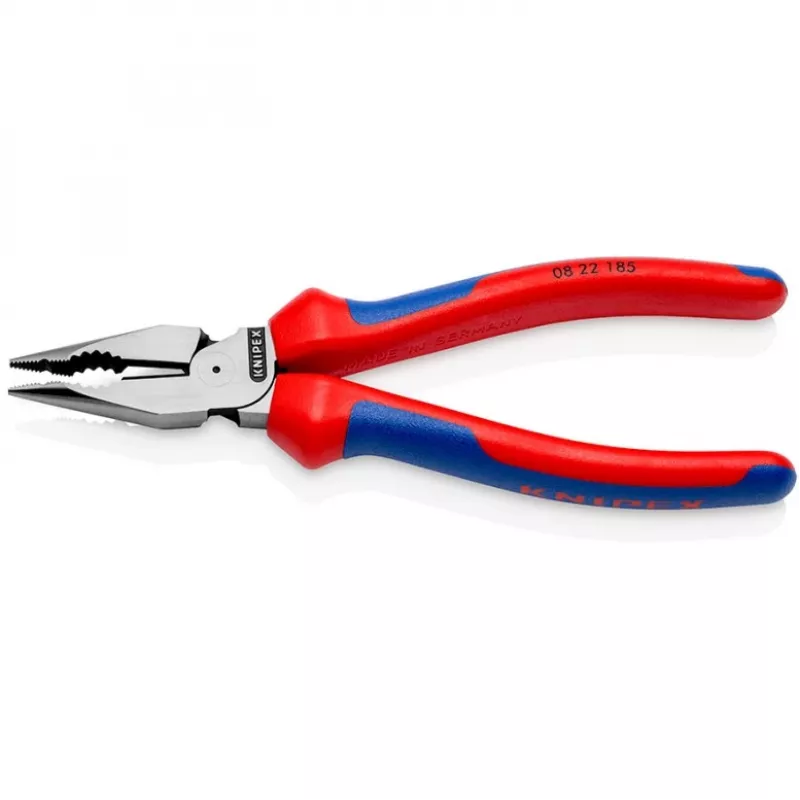 08 22 185, needle nose pliers, 1.3 cm, 61 HRC, blue, red, 55 mm, 185 mm
