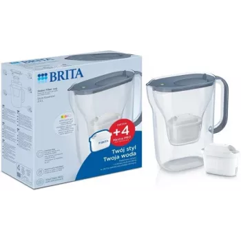 BRITA water filter jug Style Essential Graphite with 4 MAXTRA Pro filters, 2.4 L tank, 1.4 L filtered