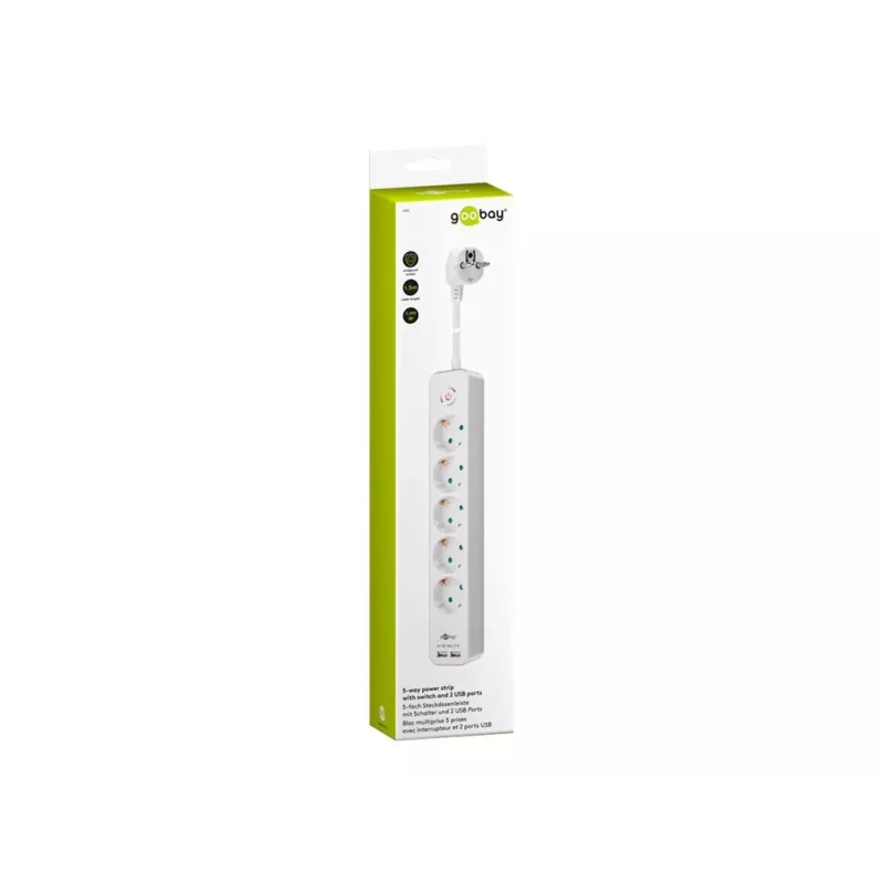 Power Strip Goobay 5-Way with Switch and USB