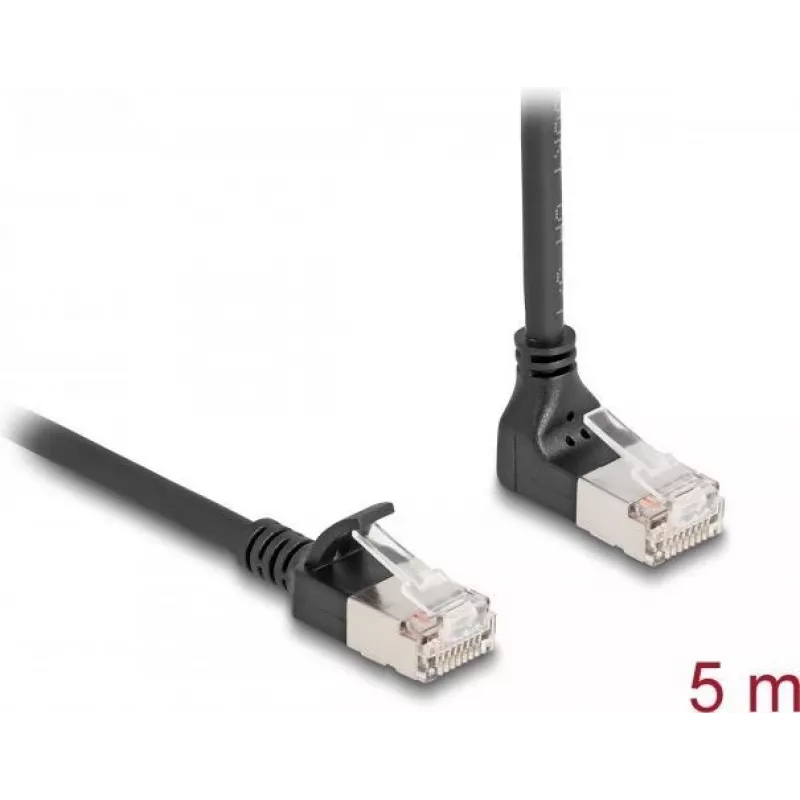 Network Cable DeLOCK RJ45 Cat.6A 5m Black 90° Angled