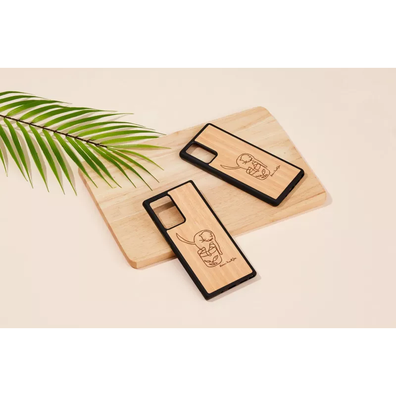 Protective phone case man and wood for Samsung Galaxy Note 20 with cat and fish print