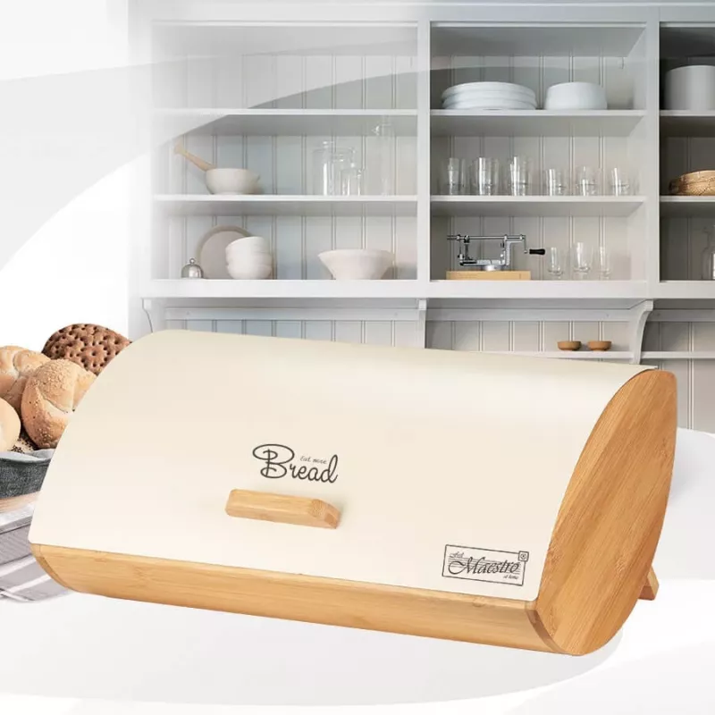 Maestro MR-1775-IVORY bread box Other Ivory, Wood Bamboo, Metal