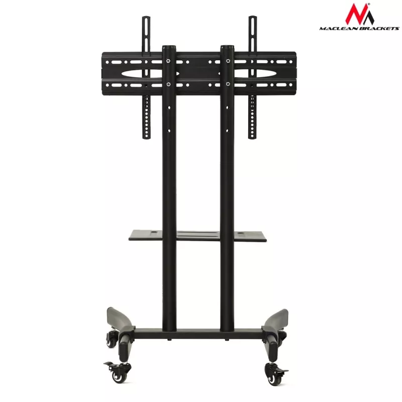 Maclean MC-739 professional TV trolley stand on wheels, 32-65 inch (165.1 cm), max 40 kg, VESA up to 400x600, Black