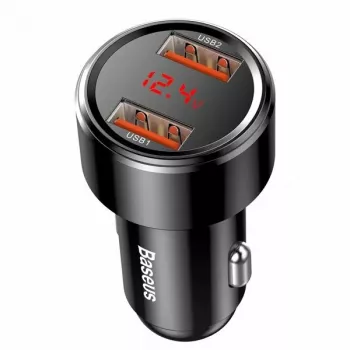 Car USB Fast Charger Baseus CCMLC20A-01 — for Smartphones, Input 12–24V, Output up to 20V, Black