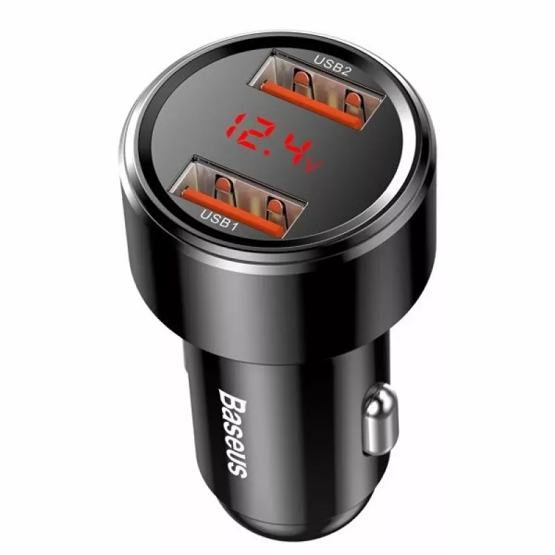 Car USB Fast Charger Baseus CCMLC20A-01 — for Smartphones, Input 12–24V, Output up to 20V, Black