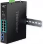 TRENDnet TI-PGM102 - Switch - industriell - 8 x 10/100/1000 (PoE+) + 2 x Gigabit SFP - DIN rail mountable, wall-mountable - PoE+ (240 W) - TAA-Compliant (TI-PGM102)