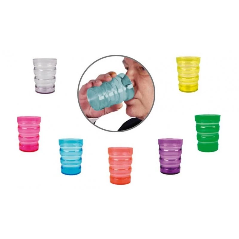 Assistive drinking mug PDS CARE 21013 - 200 ml yellow polypropylene, spill-resistant with lid