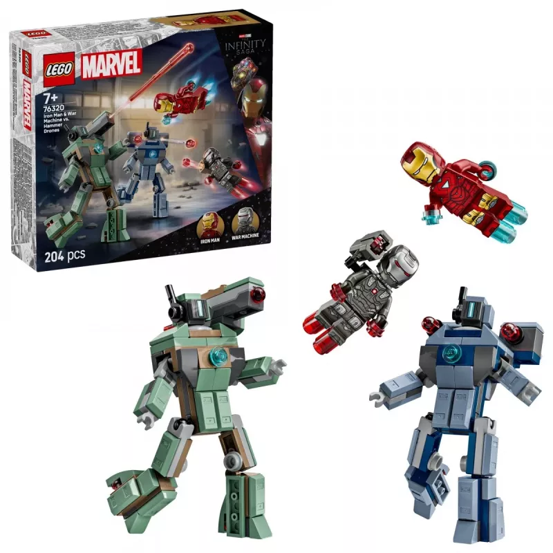 Construction Toy LEGO Marvel Super Heroes Iron Man War Machine set 76320, 204 pieces, 2 minifigures, 100 mm height