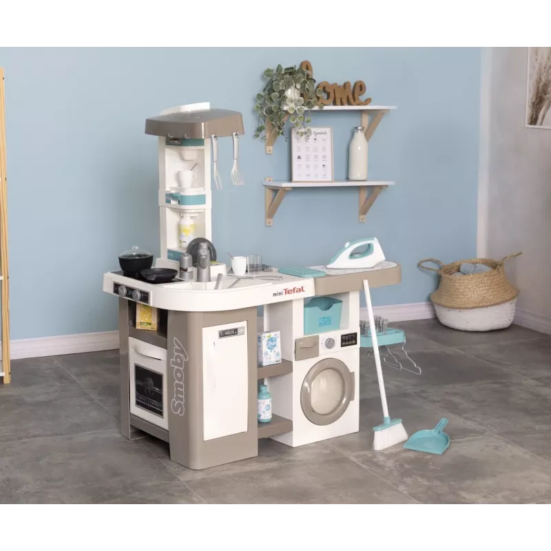 Smoby 311050 toy kitchen with laundry area and accessories