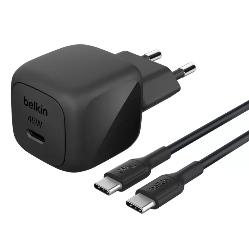 USB-C charger Belkin BOOSTCHARGE 45W PD PPS – compact 45W USB-C PD PPS power adapter