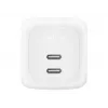 Indoor AC fast charger Belkin WCH020KQ2MWH-B6 — 2x USB‑C, 2 m integrated cable, white