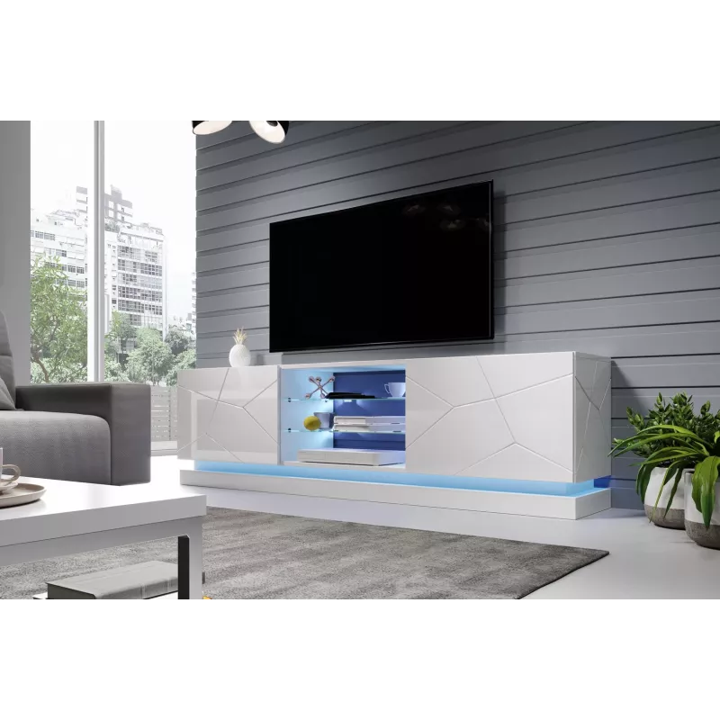 Cama TV cabinet QIU 200 MDF white gloss/white gloss