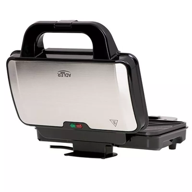 Sandwich maker Adler AD 3043, 1300 W, non-stick plates, 2 sandwiches, 285×152 mm cooking surface, black