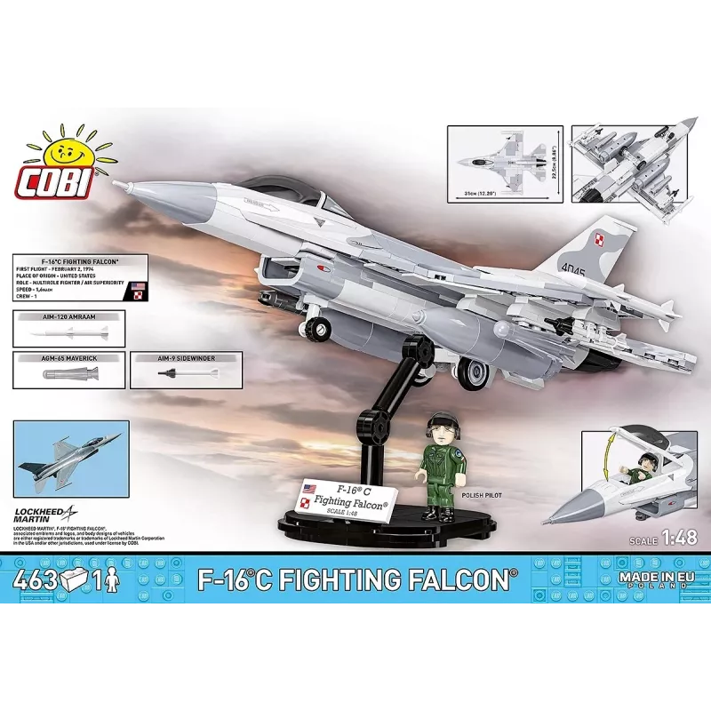 Construction set Cobi F-16C Fighting Falcon — 463 pieces, scale model building kit